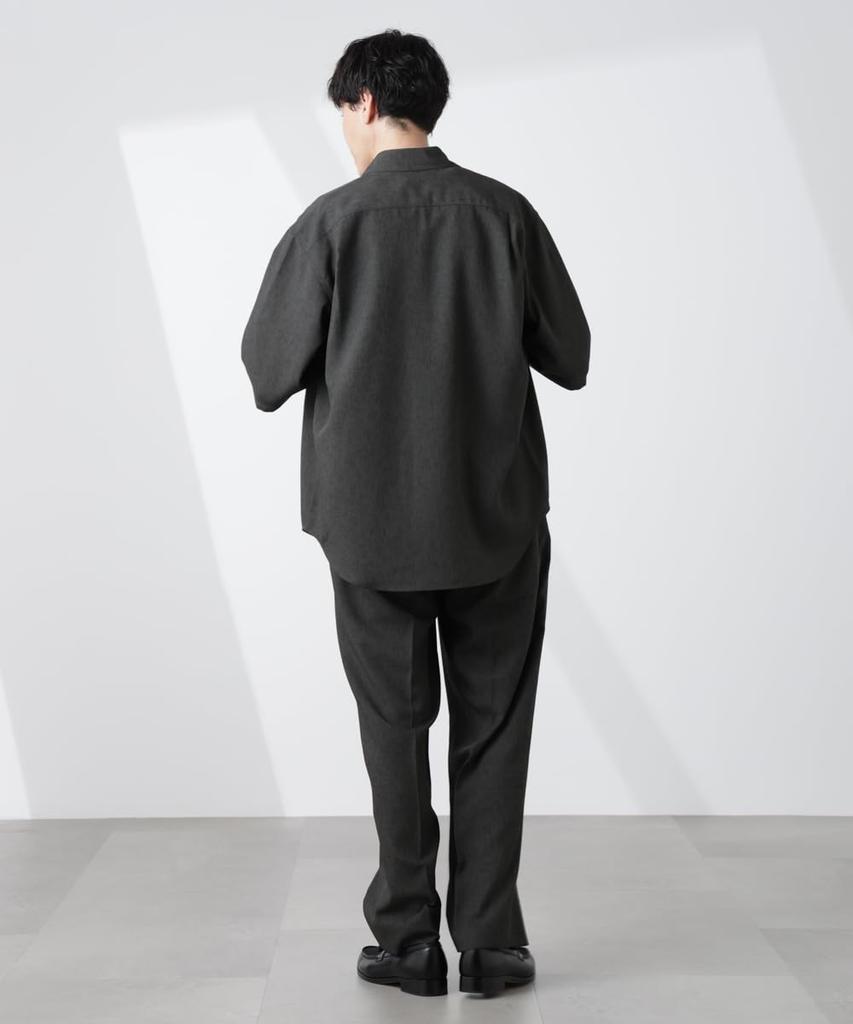 Nano Universe Tech Linen Relaxed Tuck Tapered Pants, Men's, Size M, 023, Charcoal, 672-5127217