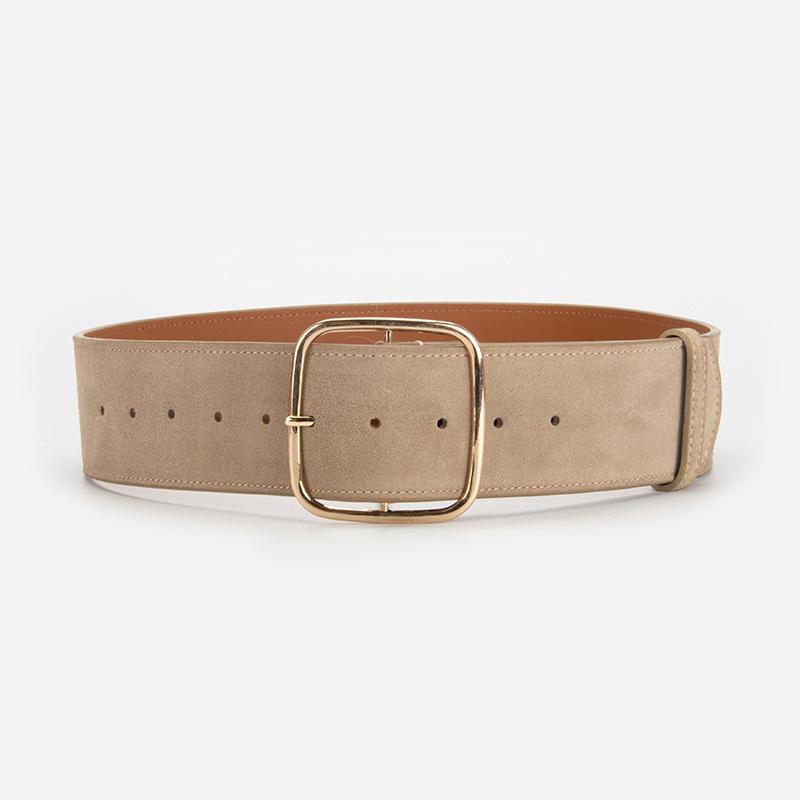 Nieuw leer retro gesp tailleafdichting dames mat suède koeienhuid riem met jas jurk