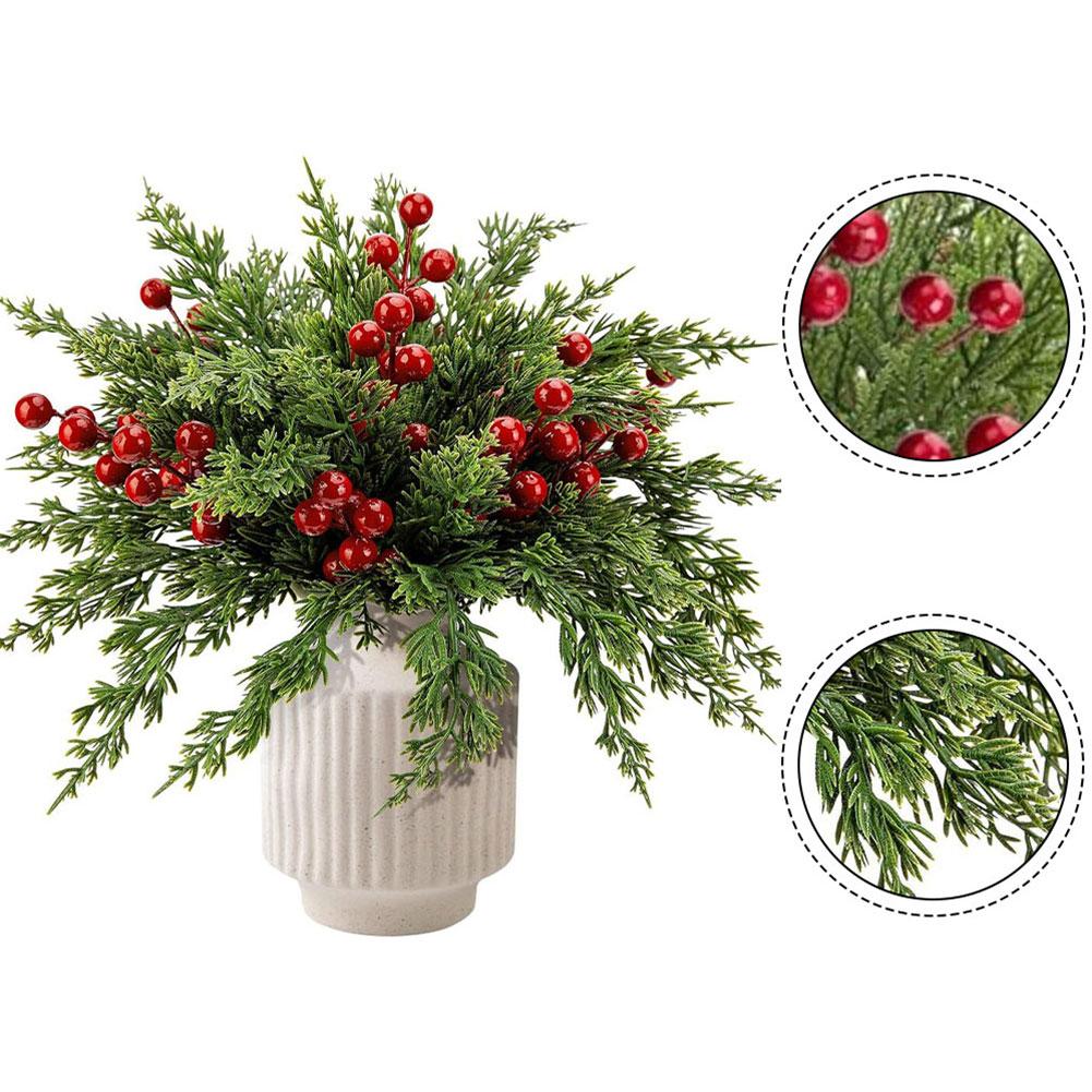 

Decorative holiday set with 30 pieces 3D artificial pine branches and 15 red berry stems for wreaths and home decor projects China Mainland