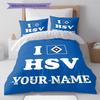 Benutzerdefinierte Bettwäsche mit HSV-Logo, Steppbett-Set, Bettbezug, Kissenbezug, Heim-Geburtstagsgeschenk(1 Bettbezug + 2 Kissenbezüge, ohne Füllung) -HE70