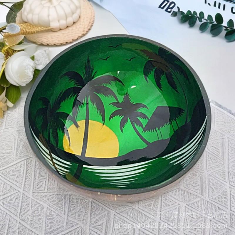 Vietnamese Coconut Shell Bowl Decorative Serving Dish Snacks Nuts Candy Home Decor Storage