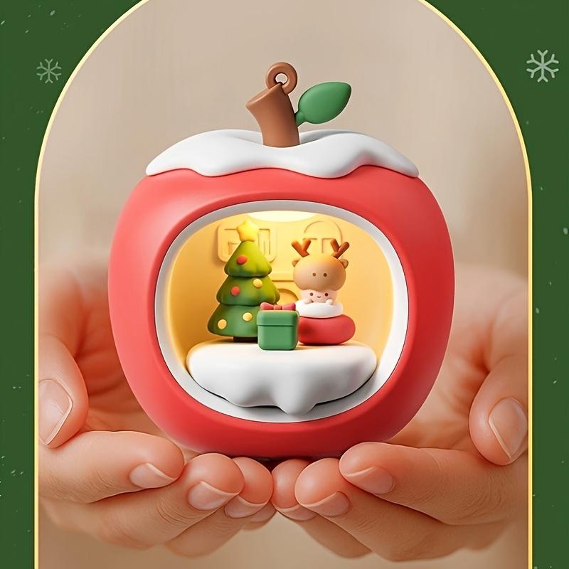 

Милый ночник-яблоко со шнурком, портативная настольная лампа со светящимся яблоком и дизайном снежинки для рождественских и праздничных огней