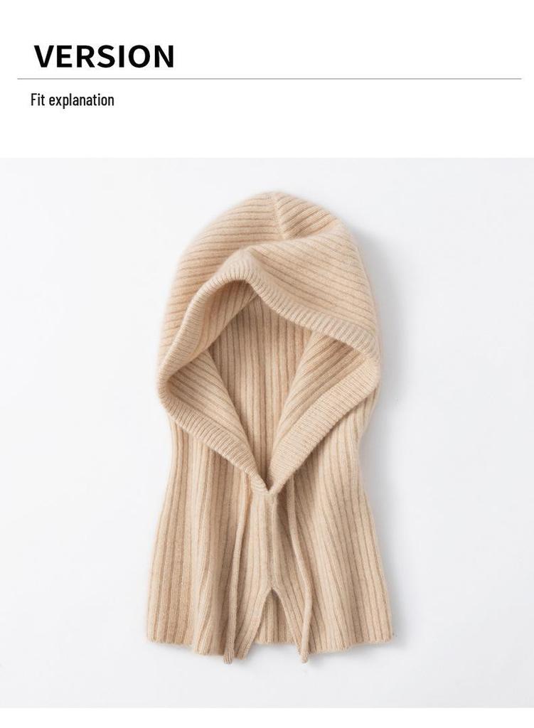 European & American Women's Winter Knitted Hooded Balaclava Beanie Scarf.