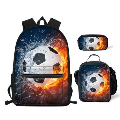 3Pcs/set Large Children School Bags Cute 3D Football Soccer Prints School Backpack for Teen Boys Kids Book Bag Student Back Pack