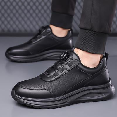 Baskets basses à semelles souples et amortissantes pour la photographie de rue en extérieur, chaussures décontractées légères et confortables en cuir avec bouton rotatif