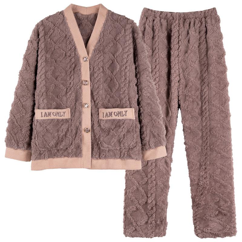 Pajamas Women'S Winter Coral Fleece Thickened Fleece Warm Women'S Autumn And Winter Flannel Korean Version Women'S Winter Loungewear