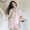 1011 New Ice and Snow Silk Pajamas Women's Striped Printed Short Sleeve Shorts Comfortable Thin Loungewear Can Be Worn Outside