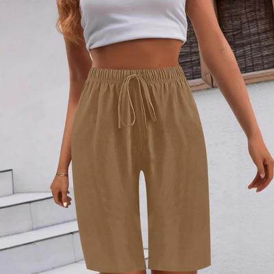 Pantalones rectos de verano para mujer Pantalones capri casuales holgados Pantalones cortos deportivos con cordón