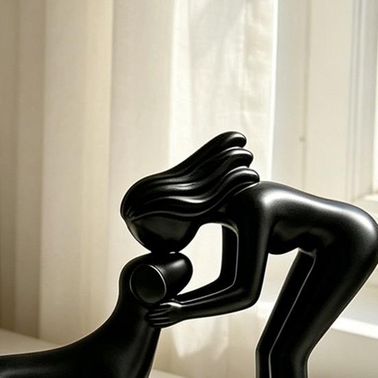 Escultura de Mujer y Perro Impresa en 3D para Mesa Figura de Mujeres Besando a un Perro para Decoración de Estante de Escritorio de Oficina en Casa