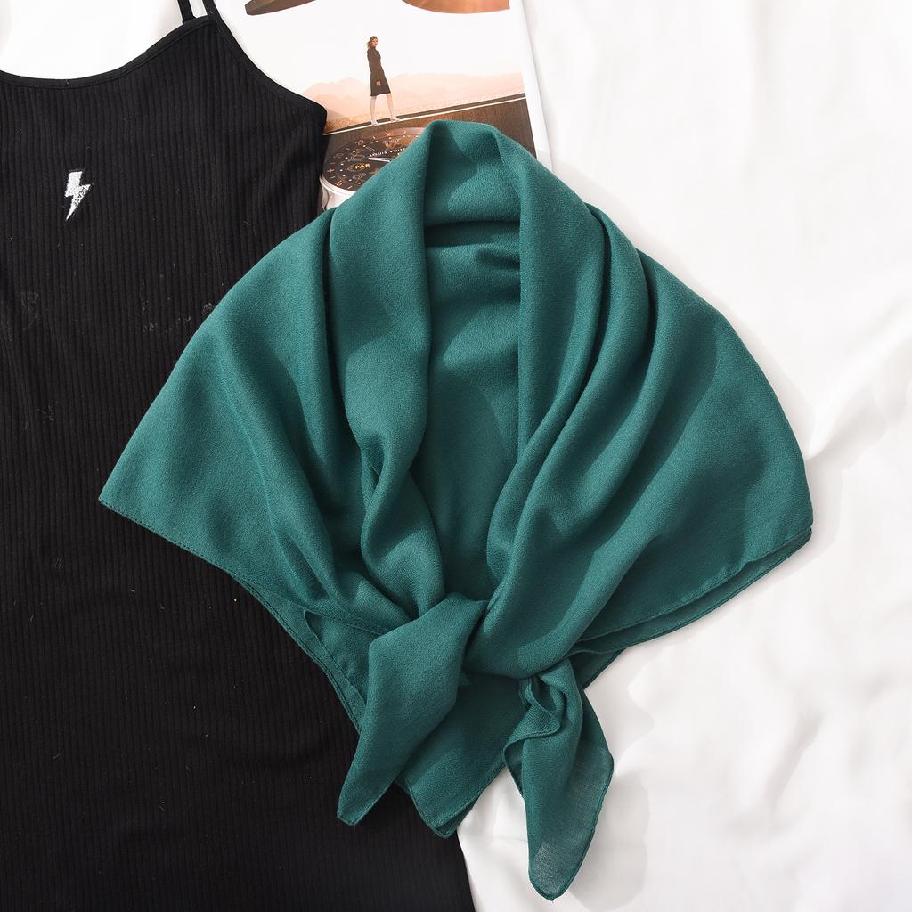 Head Scarf Solid Color Versatile Silk Scarf Women's Summer Air-conditioned Room with Cotton and Linen Shawl Simple Temperament Scarf