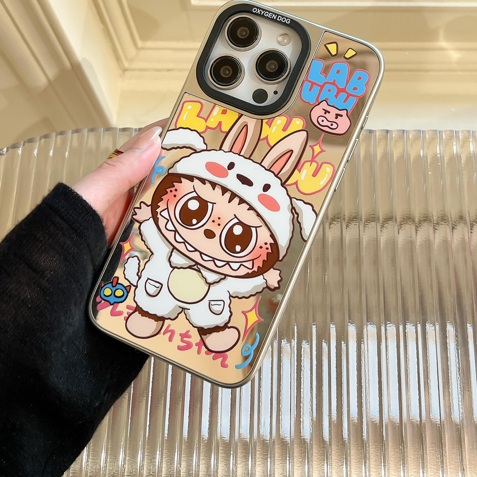 

Стильний сріблястий чохол-дзеркало для iPhone 16 Pro Max - видання Labubu iPhone 15