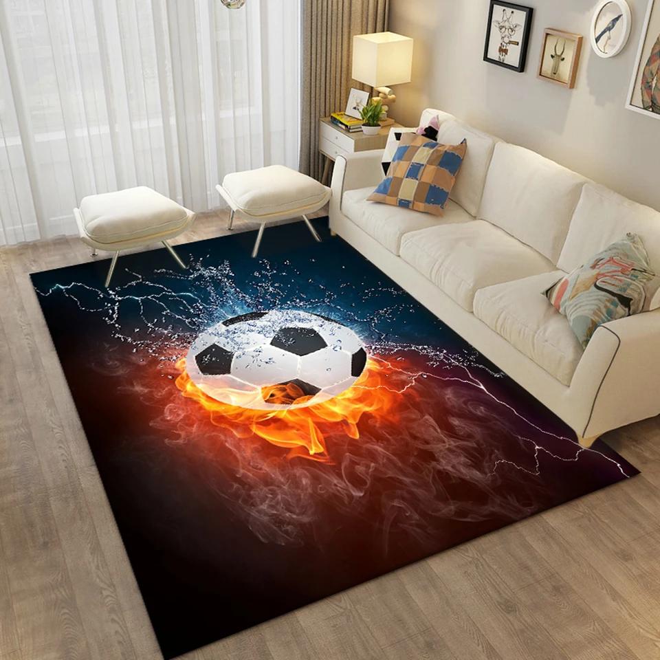 3D Football Printing Floor Mat Carpets for Living Room Soccer Field Area Rug Kids Bedroom Bathroom Mats Anti-slip Home Mat Rugs