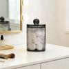 265AS14D Pack Qtip Dispenser Apothecary Jars Bathroom Jar 10 Oz Black Plastic Holder Storage Box for Cotton Ball, Swab Cotton