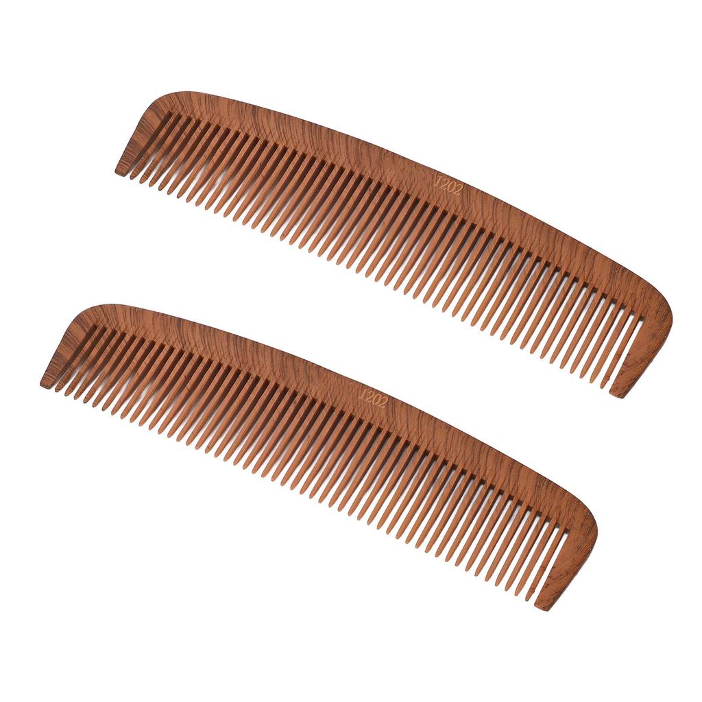 2pcs Wooden Hair Comb Portable Anti Static Clipper Comb for Barber Shop and Hair Salon