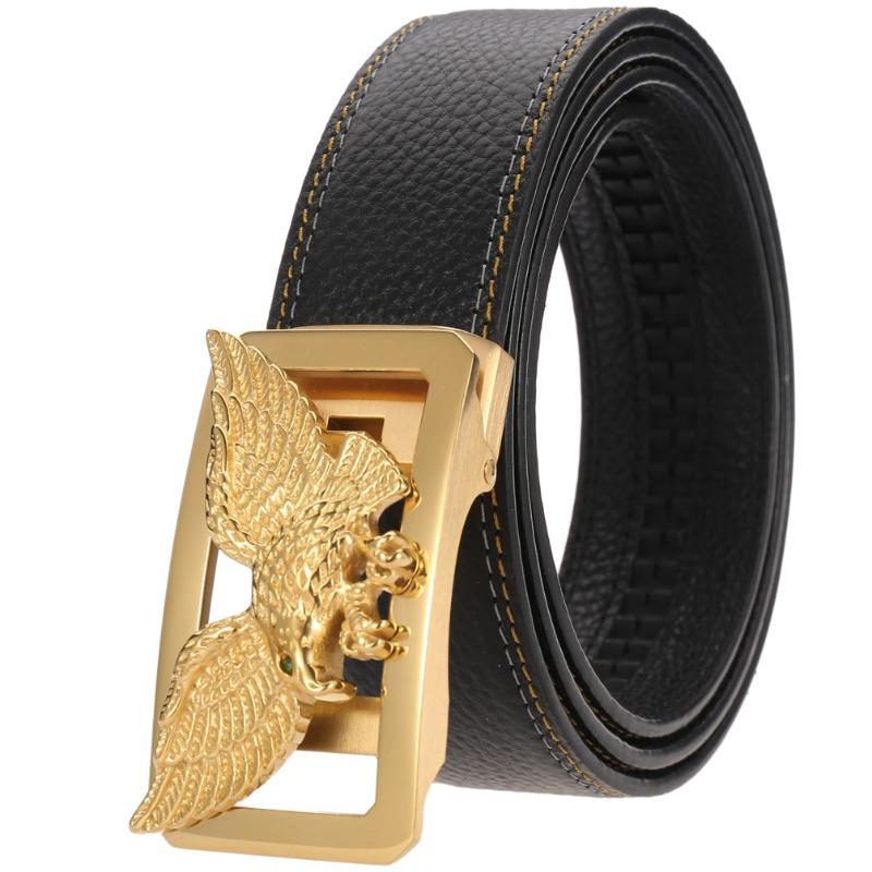 Meier Stainless steel automatic buckle belt - men s top grain leather fashion belt 120