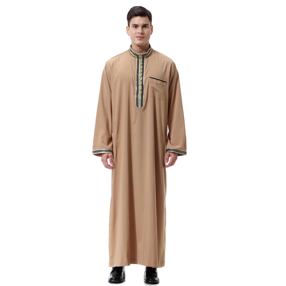 

Men s Applique Stand Collar Robe, TH810 S верблюд