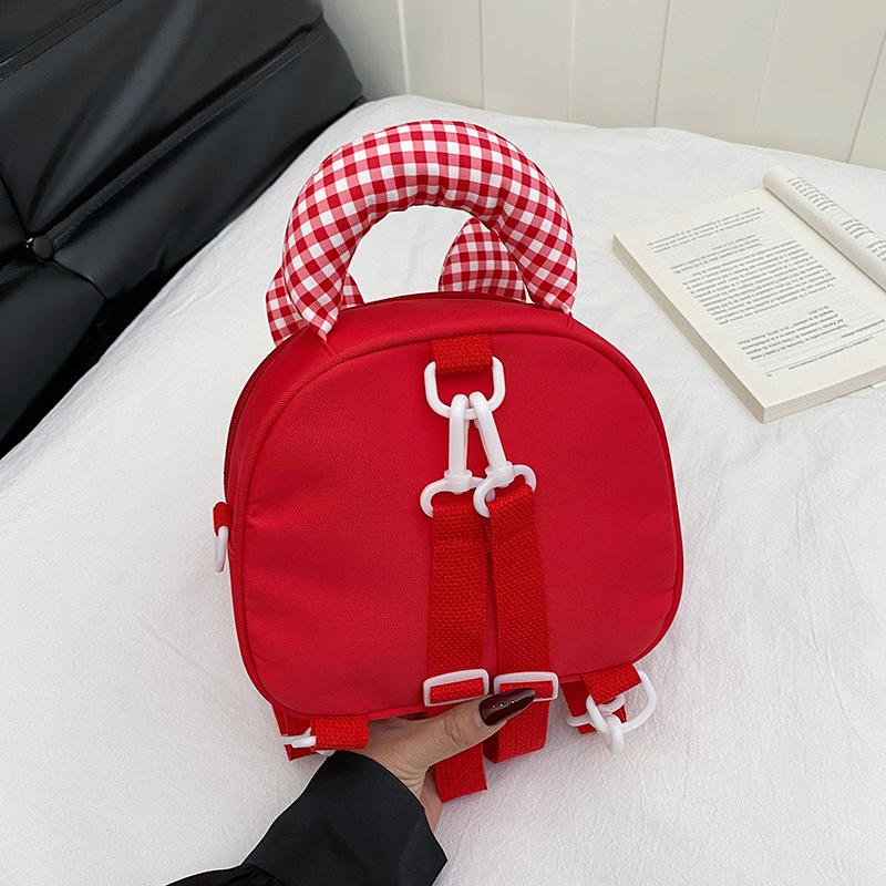 Modische Kawaii Mädchen Nylon Mini Rucksack Leicht Karomuster Cartoon Hase Damen Umhängetasche Handtasche