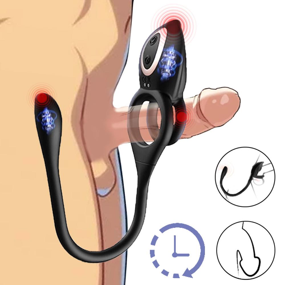 Prostate Massager with Penis Ring Anal Vibrator 10 Vibration Modes Remote Control Anal Plug Penis Ring Male Vibrator Male Erotic Products