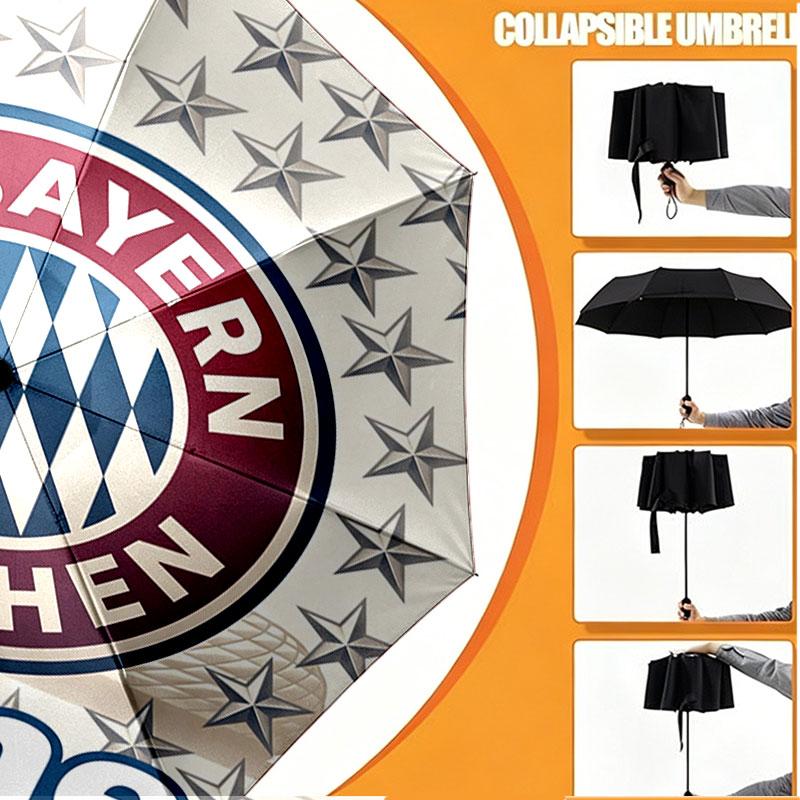 Custom Name Personalized FC Bayern Munich Print Umbrella, Auto Open Close, 8‑Rib Sturdy Frame, Commute Camping Hiking Use, Birthday Gift