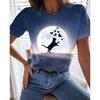 Summer 3D Printed Cat Casual Women's T-shirt with Cat Pattern Printed Round Neck Shirt