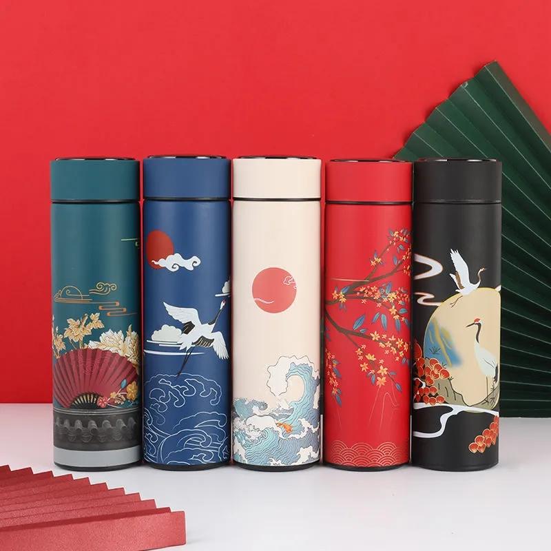 Chinese Style Smart Vacuum Flask Stainless Steel Male and Female Tea Separation Portable Tea Cup Vacuum Flask