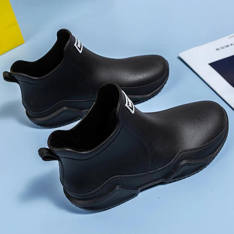 Men's and women's same short rain boots couple's low cut anti slip water shoes PVC wear-resistant rain boots