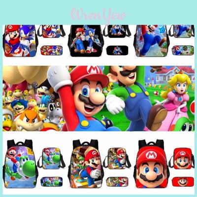 Super Mario Cartoon School Bag Student Backpack Waterproof And Expandable Fashionable And Trendy Style Nylon Material