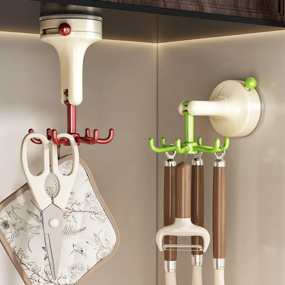 

Suction Cup Wall Mounted Hanger Hooks 360 Rotatable Wall Storage Hooks New Kitchen Hook Organizer червоний