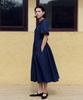 FRITUR Shirring Shirt Dress Navy_F262Op05