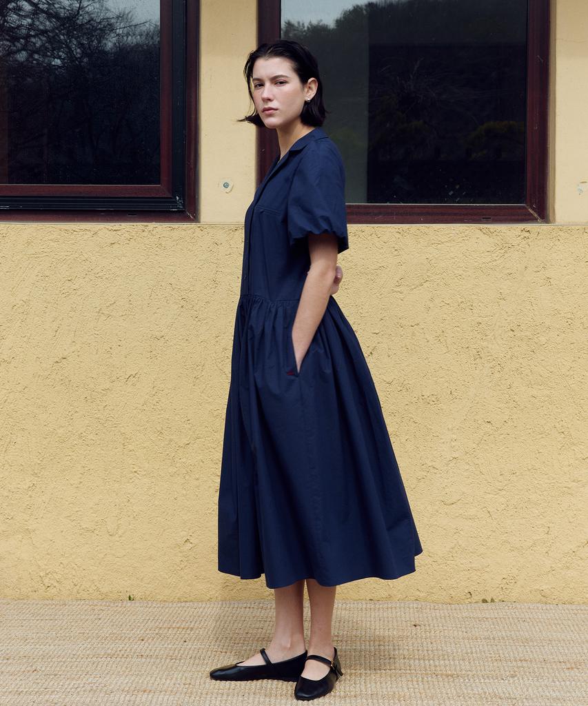 FRITUR Shirring Shirt Dress Navy_F262Op05