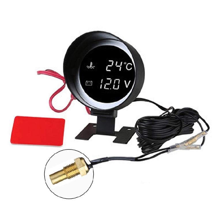 2in1 Vehicles Digital Gauge 12/24V Universal Truck Car LED Voltmeter