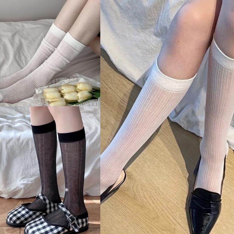1 Pair Japanese Sweet Knee Length Stockings for Ladies Girls Sweet The Calf Socks Knee Socks Summer Thin Loose Socks