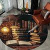 Vintage Library Old Books Round Area Rug For Living Room Bedroom Study Decor Large Carpet Non-slip Floor Mat Rug For Book Lovers