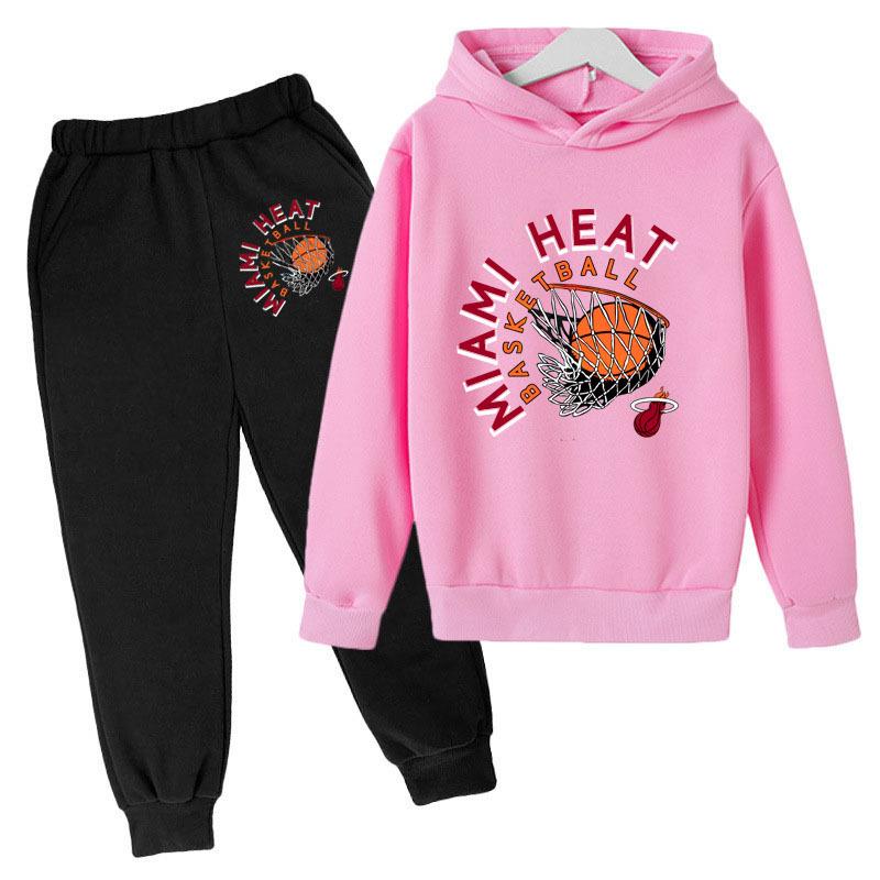 Winter Warm Comfortable Outerwear Set Fashionable Casual Hoodie Basketball Framed Printed Children's Set