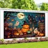 Halloween Decor Supplies Banner Spooky Graveyard Pumpkin Bat Skull Background Festival Party Decor Photography  Backdrop Props479