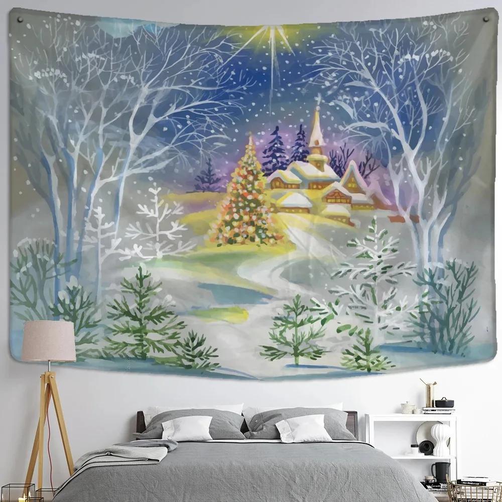 Christmas Snow Pattern Decorative Tapestry Home Living Room Bedroom Wall Decor