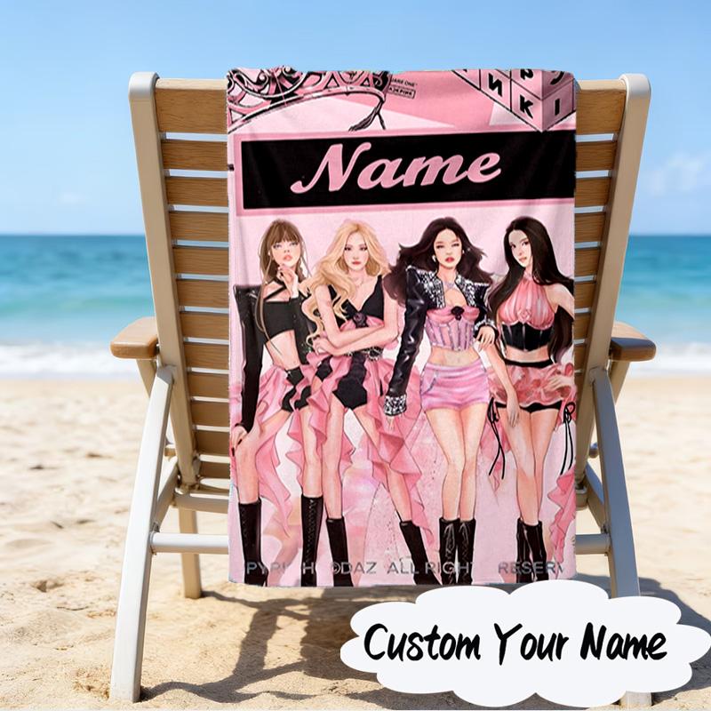 Custom Name Kpop Fashion Microfiber Beach Towel Super Soft & Absorbent for Bath, Beach, Travel Bath Time Accessory, Fan gifts