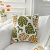Green Plant Embroidered Decorative Throw Pillow Case Leaves Pattern Boho Cushion Covers For Living Room Sofa Bed Home Decor