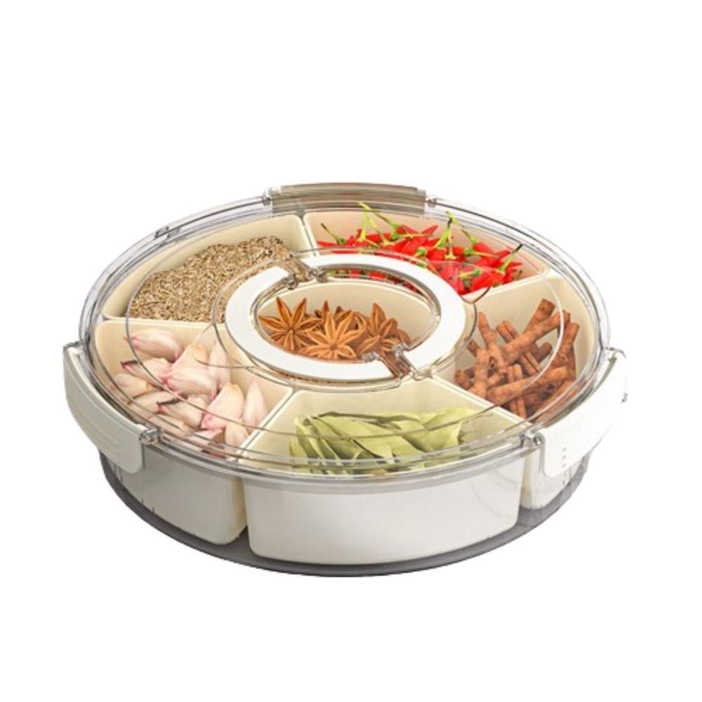 

6-секционная кухонная полка для специй с герметичной крышкой, коробка для приправ, коробка для хранения продуктов Non Rotatable