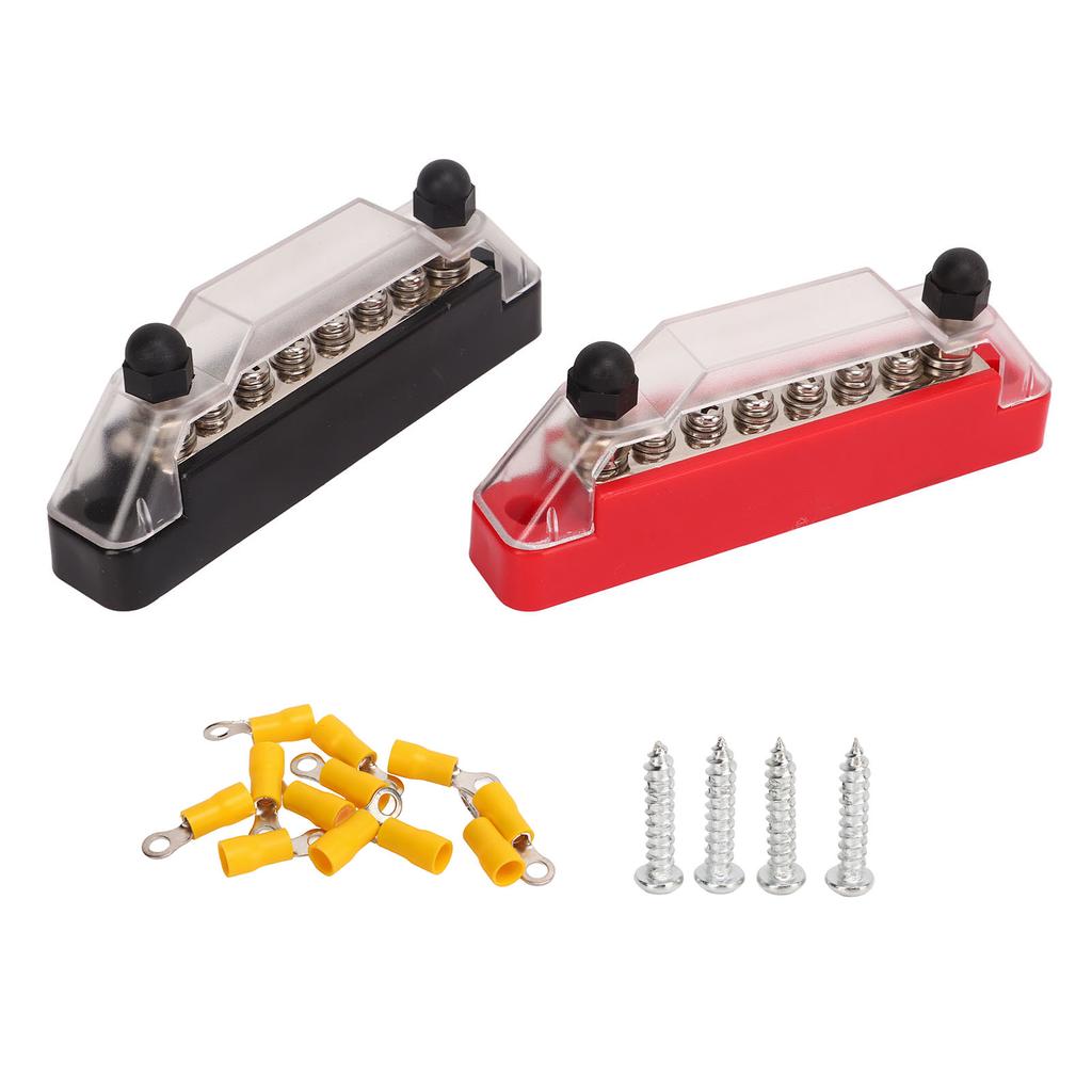 2 Pcs 6 Post Power Distribution Block 12‑48V 150 Amp 2 M6 Terminal Post 6 M4 Wiring Screw Circuit Fuse Block Holder