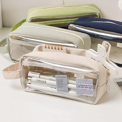Fresh Style Transparent Pencil Bags Pretty Pen Pouch Waterproof Large Capacity Stationery Holder School/office Supplies