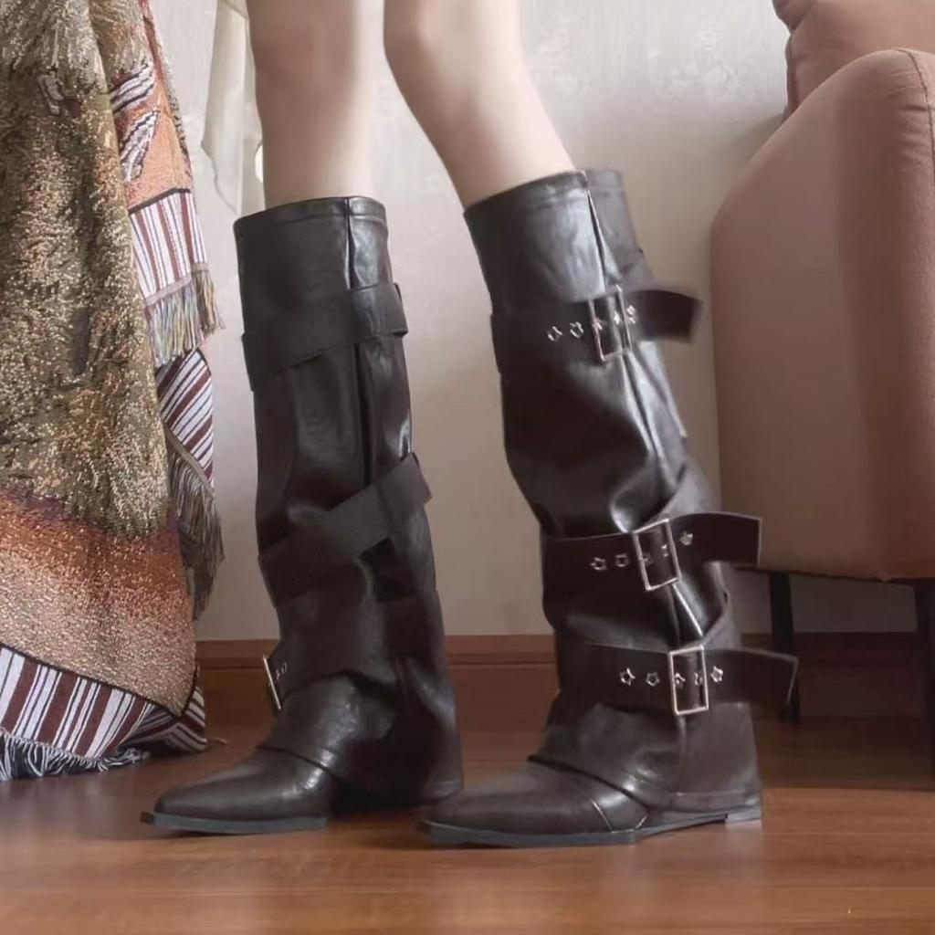 European and American style rivet pointed high heel boots women's 2026 new soft leather boots thin heel sexy fashion boots