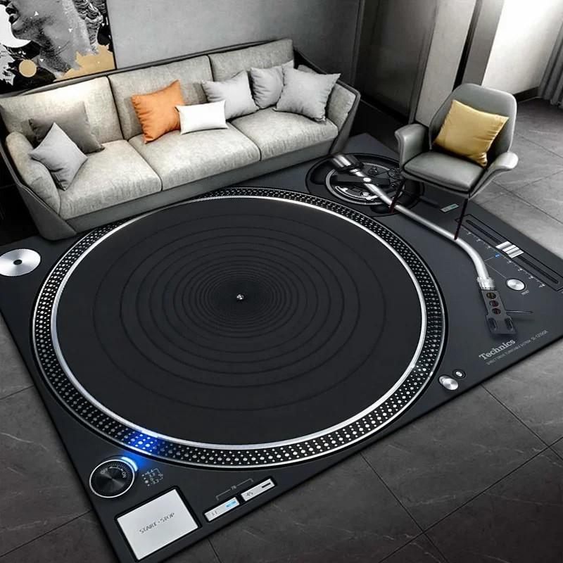 1 Stück Retro Disc Player Schallplattenmuster Teppich für Schlafzimmer Heimdeko Wohnzimmermatte Musikzimmer Musikliebhaber Teppiche Geschenk