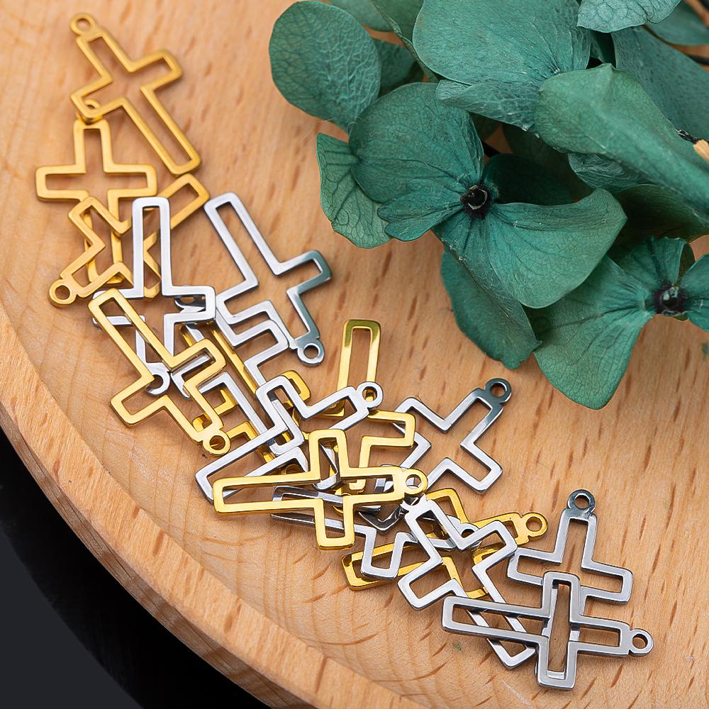 10pcs Stainless Steel Geometric Cross Frame Earrings Charms Connectors Necklaces Earrings Jewelry Making Supplies Bulk Wholesale