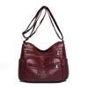 Women's Soft Leather Bag Middle-Aged Mother Crossbody Bag Large Capacity Multi-Pocket Commuter Shoulder Bag