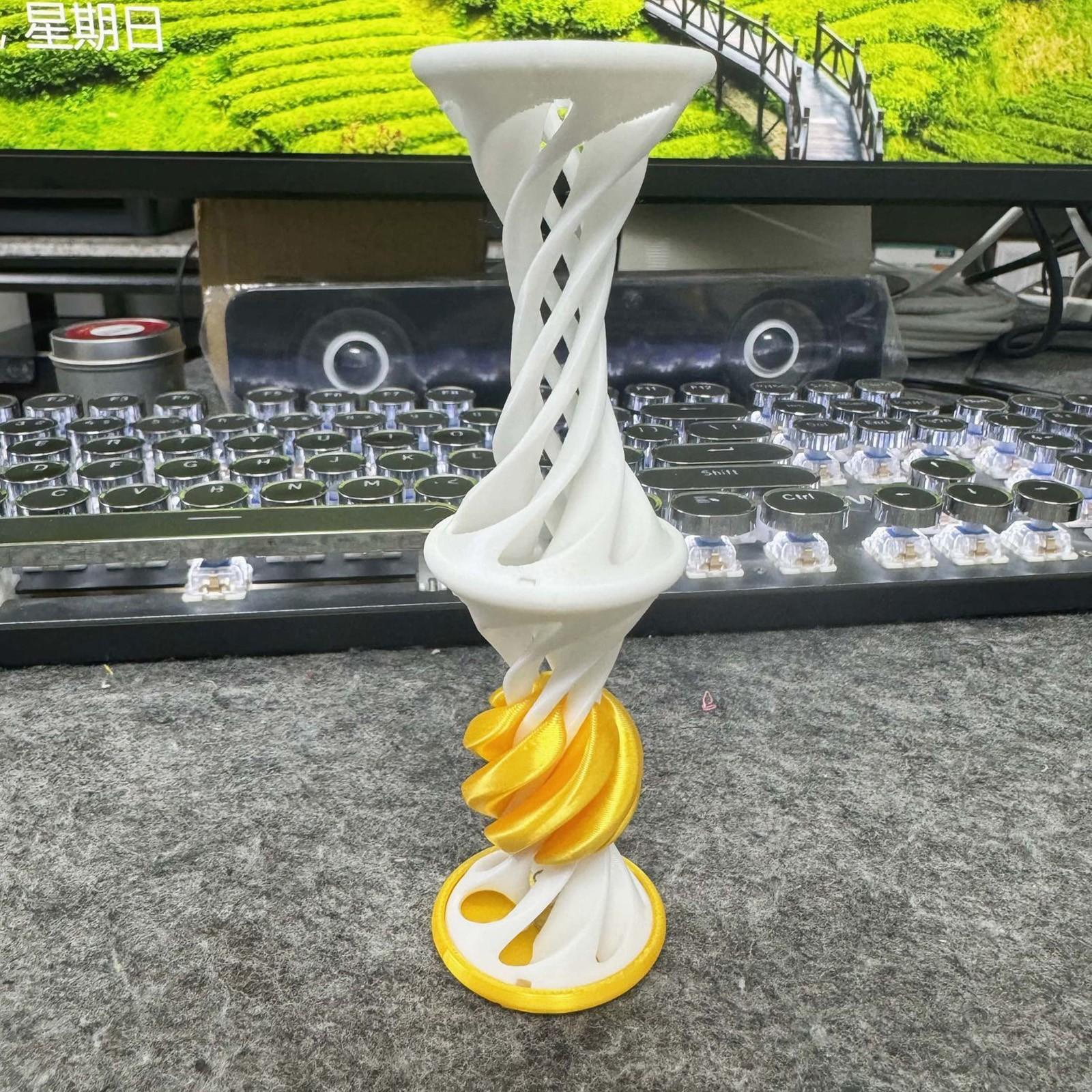 

3D Printed Spiral Push Toy Desktop Stress Relief Toy Elastic Launching Fidget Toy Office Desk Ornament Interactive Spiral Design белый