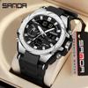 Sanda Men's Waterproof Dual Display Outdoor Sports Watch with Luminous Features, Alarm, Stopwatch, and Electronic Display