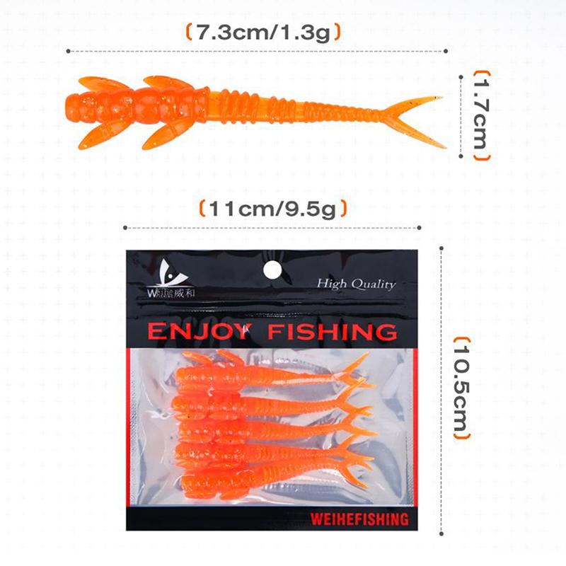 7.3Cm/1.3G/5 Pieces Of Soft Bait Containing Xenozoon Tpe Material Soft Bait Multi-Color Luya Fishing Bionic Bait