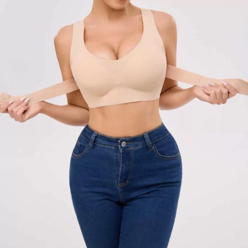 Women Front Buckle Posture Corrector Bra, Seamless Beauty Back Wireless Underwear, Integrated Gathering Shaping Back Support Corrective Lingerie