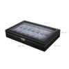 SONGMICS Watch Box, Lockable Watch Case, Watch Storage Box with 24 Slots, Glass Lid, Gift for Loved Ones, Black Synthetic Leather, Grey Lining